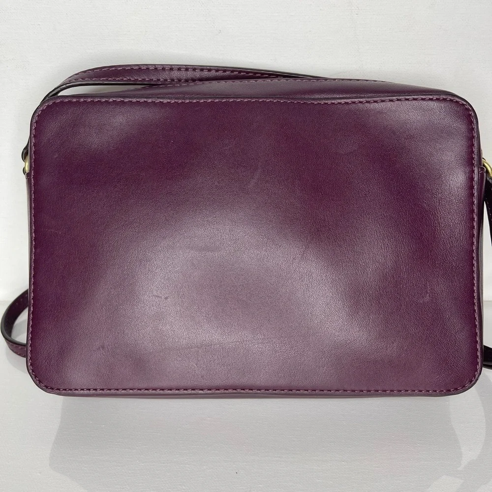 Michael Kors Studded Leather Crossbody Bag Plum Burgundy Gold Tone